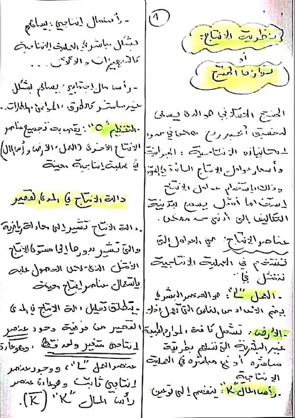 ملخص: نظرية الإنتاج وتحليل دالة الإنتاج – الاقتصاد الجزئي 2