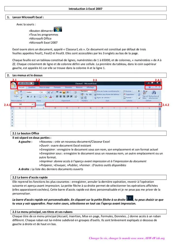 محاضرة: Introduction à Excel 2007