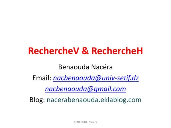 درس تطبيقي: RechercheV & RechercheH – Excel