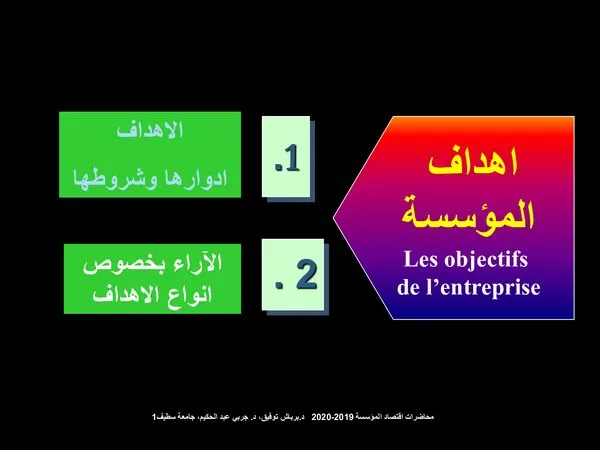 محاضرة: أهداف المؤسسة – اقتصاد
