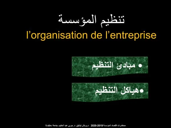 محاضرات: تنظيم المؤسسة – اقتصاد المؤسسة