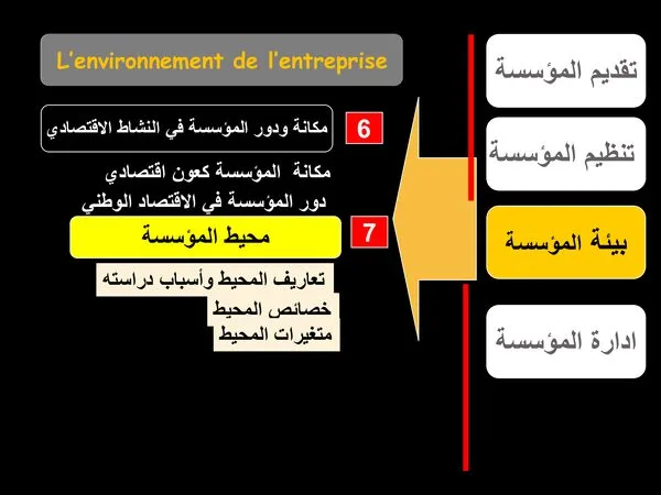 المحاضرة 6: محيط المؤسسة – إدارة المؤسسة