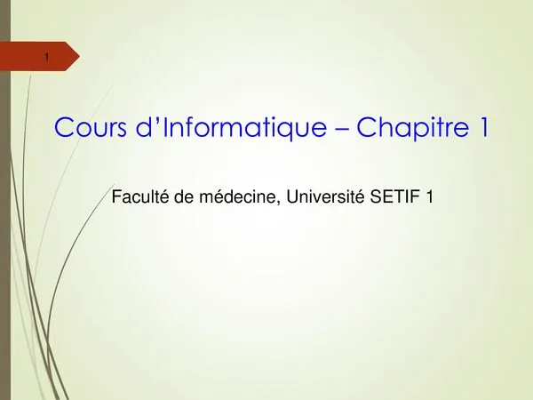 Chapitre 1 : Généralités et introduction à l’informatique – Informatique – الإعلام الآلي