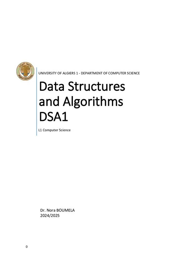 Course chapter 1: Introduction to Data Structures and Algorithms – Data Structures and Algorithms 1 (DSA1) – L1 Computer Science – DSA1
