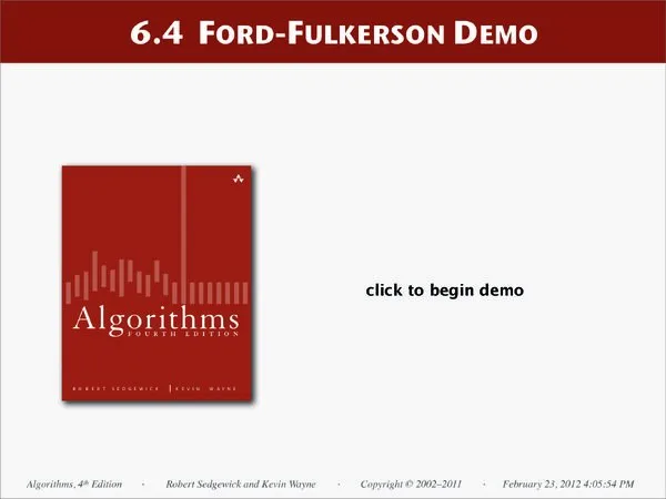 Demo 6.4: خوارزمية Ford-Fulkerson لحساب القطع الأدنى – الخوارزميات