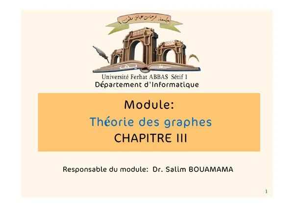 Chapitre III : Problème de plus court chemin – Théorie des graphes